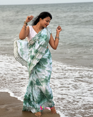 Chiffon Georgette Mirror Work Sarees