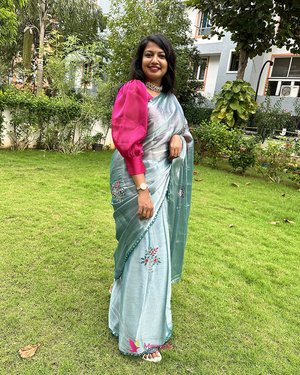 Mirror Work Organza Sarees
