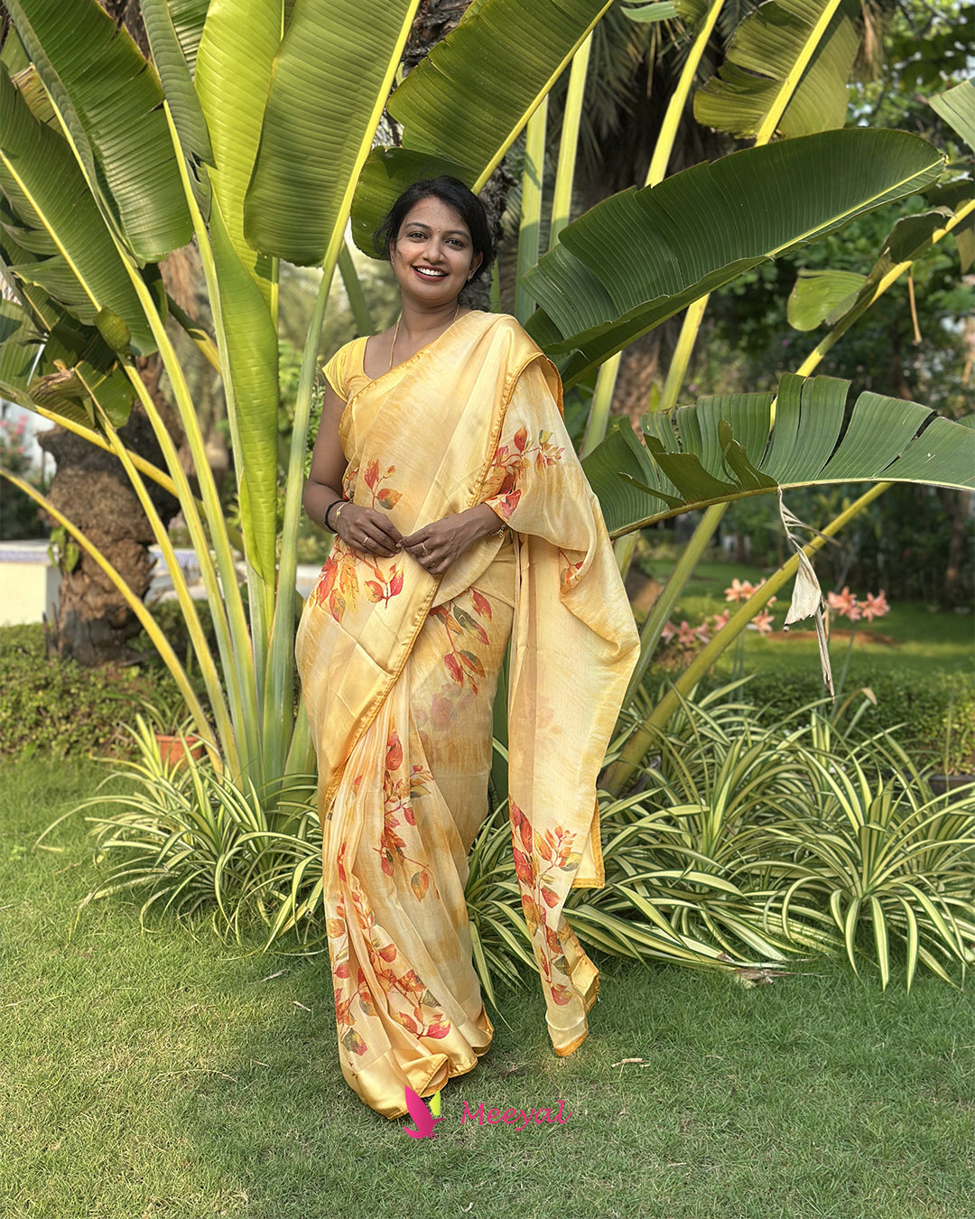 Yellow Chiffon Saree