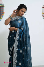 Silver Blue Designer Sarees Designer Saree
